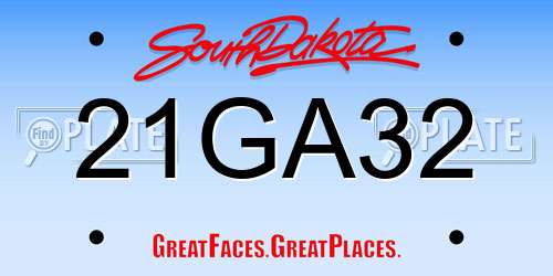 21GA32 South Dakota License Plate