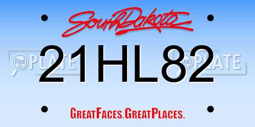 21HL82 South Dakota License Plate