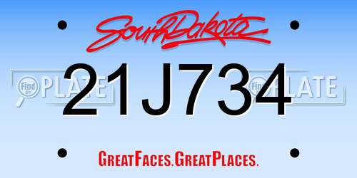 21J734 South Dakota License Plate