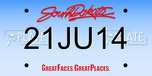 21JU14 South Dakota License Plate