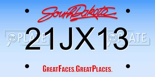 21JX13 South Dakota License Plate