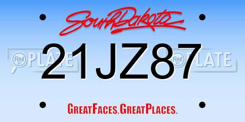21JZ87 South Dakota License Plate
