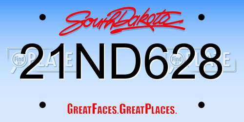 21ND628 South Dakota License Plate