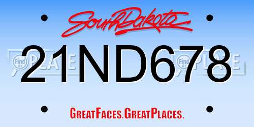 21ND678 South Dakota License Plate
