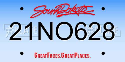21NO628 South Dakota License Plate