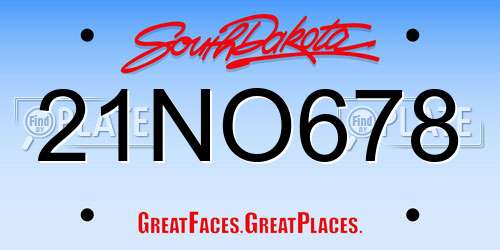 21NO678 South Dakota License Plate
