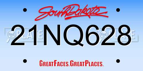 21NQ628 South Dakota License Plate