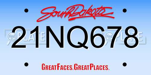 21NQ678 South Dakota License Plate