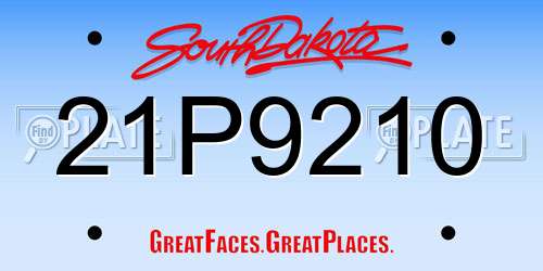 21P9210 South Dakota License Plate