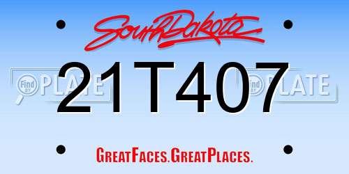 21T407 South Dakota License Plate
