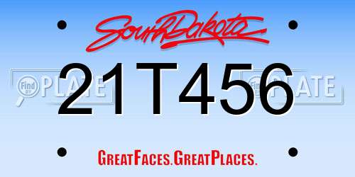 21T456 South Dakota License Plate
