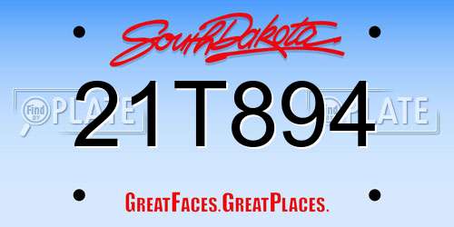 21T894 South Dakota License Plate