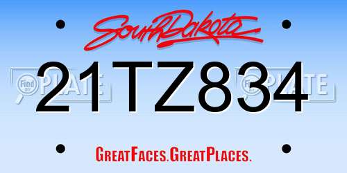 21TZ834 South Dakota License Plate