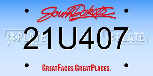 21U407 South Dakota License Plate