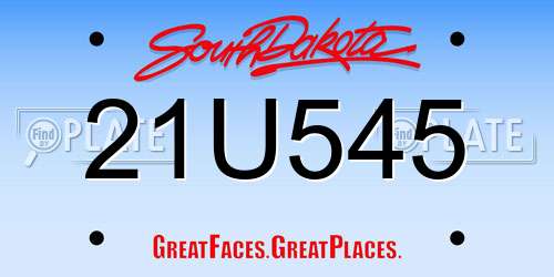 21U545 South Dakota License Plate