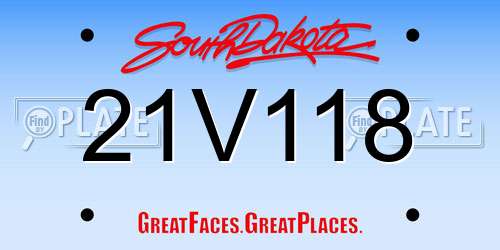 21V118 South Dakota License Plate