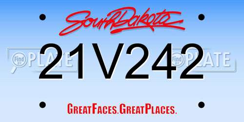 21V242 South Dakota License Plate