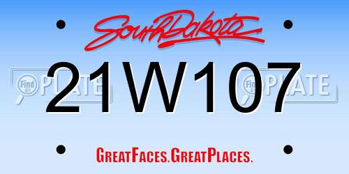 21W107 South Dakota License Plate
