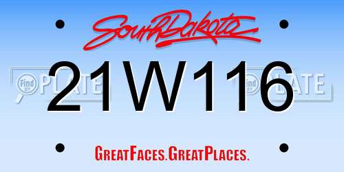 21W116 South Dakota License Plate