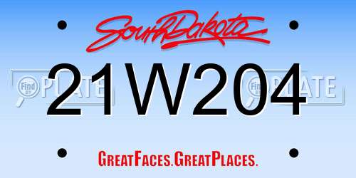 21W204 South Dakota License Plate