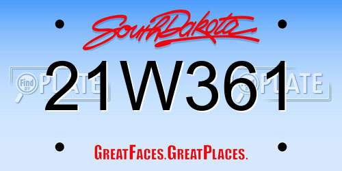 21W361 South Dakota License Plate