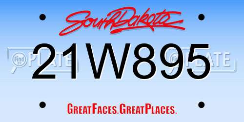 21W895 South Dakota License Plate