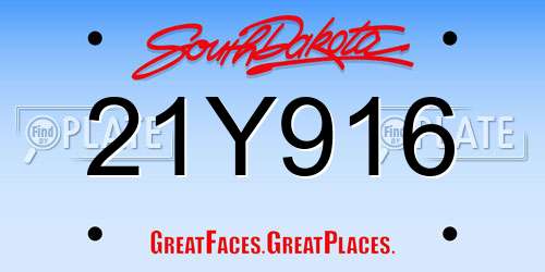 21Y916 South Dakota License Plate
