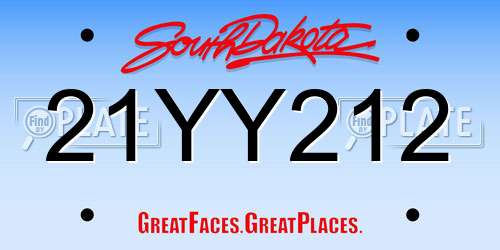 21YY212 South Dakota License Plate