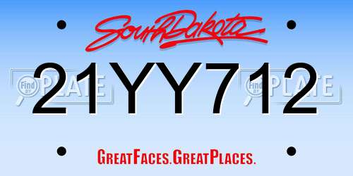 21YY712 South Dakota License Plate