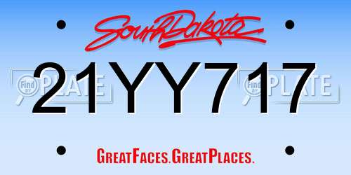 21YY717 South Dakota License Plate