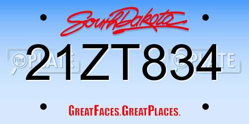 21ZT834 South Dakota License Plate