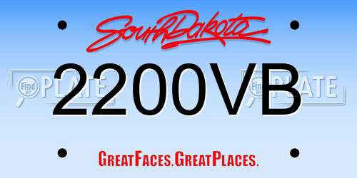 2200VB South Dakota License Plate