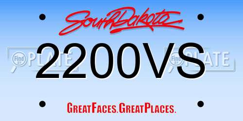 2200VS South Dakota License Plate