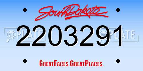 2203291 South Dakota License Plate