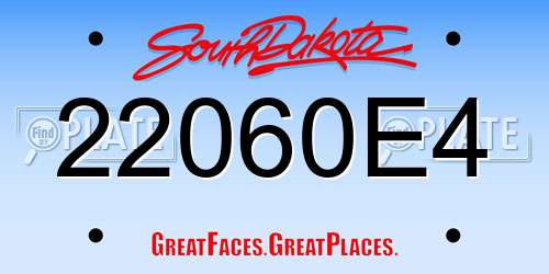22060E4 South Dakota License Plate
