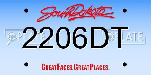 2206DT South Dakota License Plate