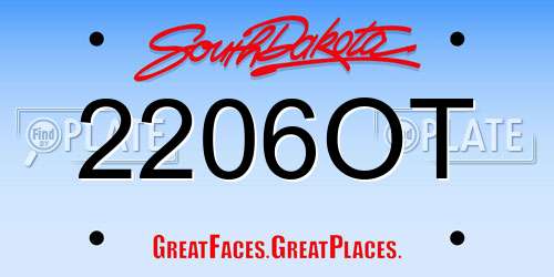 2206OT South Dakota License Plate