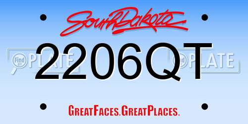 2206QT South Dakota License Plate