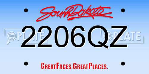 2206QZ South Dakota License Plate