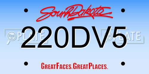 220DV5 South Dakota License Plate