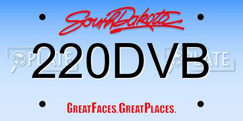 220DVB South Dakota License Plate