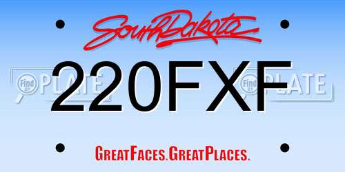 220FXF South Dakota License Plate
