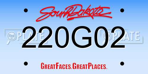 220G02 South Dakota License Plate