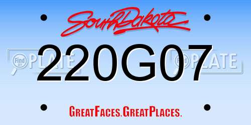 220G07 South Dakota License Plate