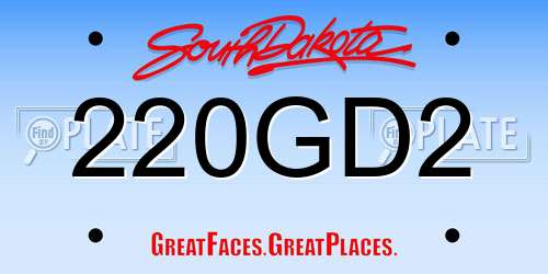 220GD2 South Dakota License Plate