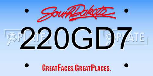 220GD7 South Dakota License Plate