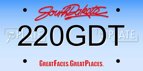 220GDT South Dakota License Plate