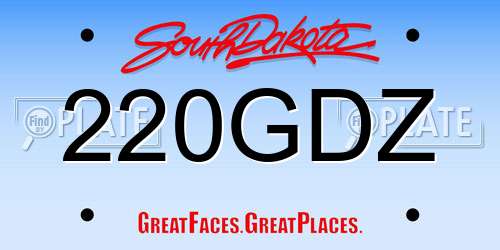 220GDZ South Dakota License Plate