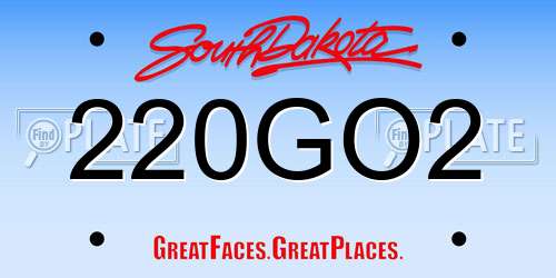 220GO2 South Dakota License Plate