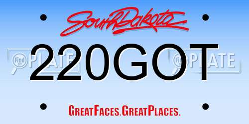 220GOT South Dakota License Plate